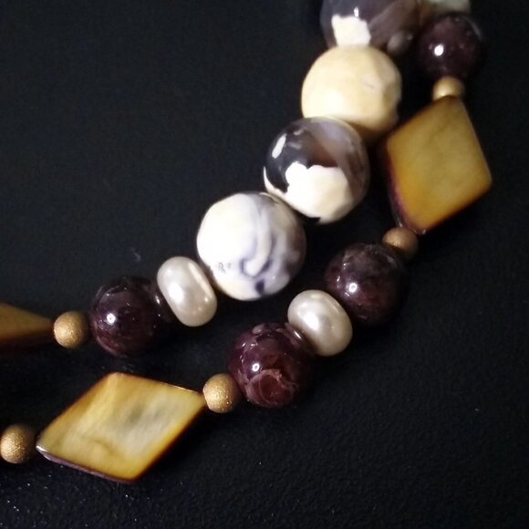 2 Bracelets! Neutral Color Scheme! Semi Precious Beads! Classy & Chic + Elegant! - Picture 6 of 13